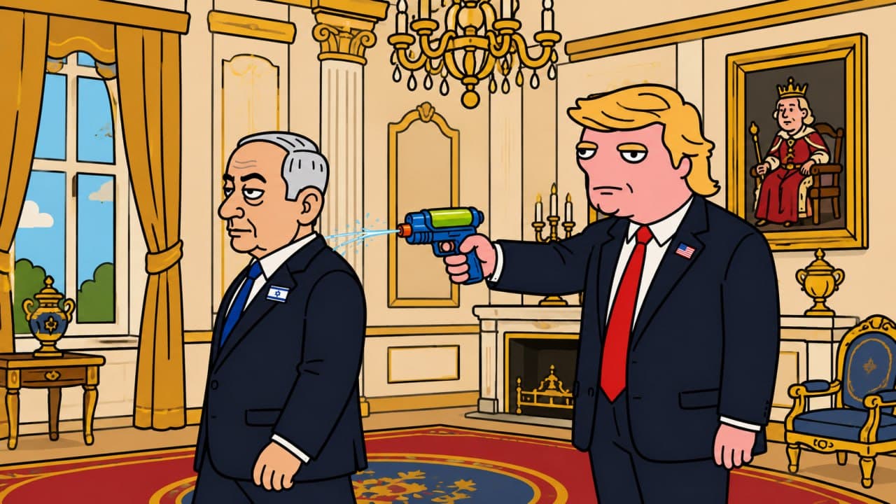 Trump Netanyahu squirt gun