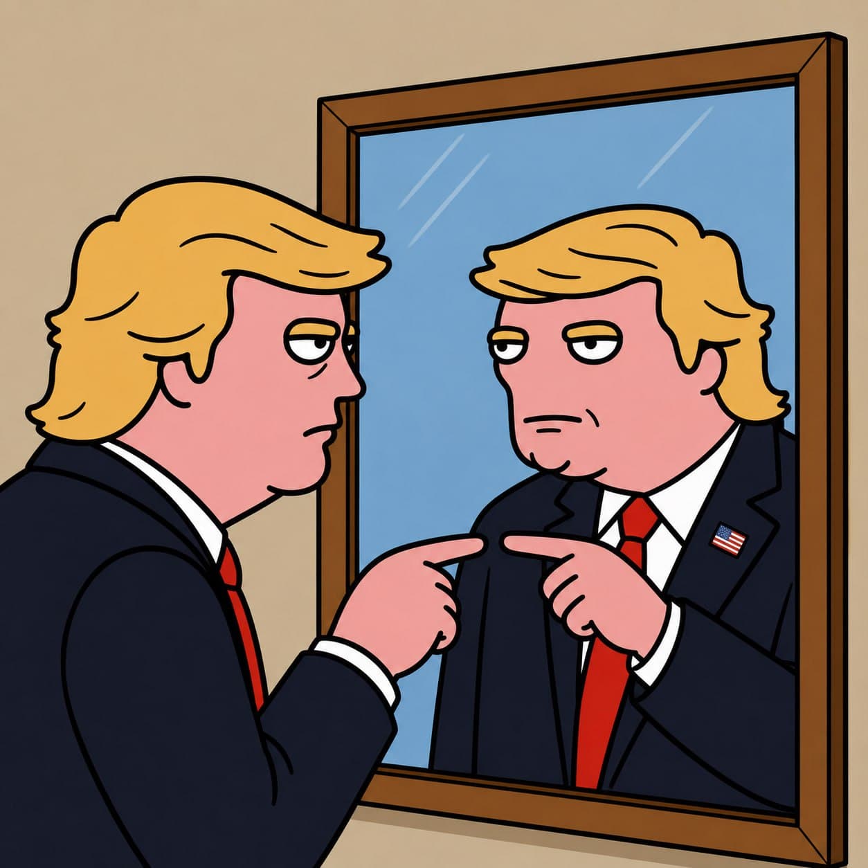 Trump pointing at mirror