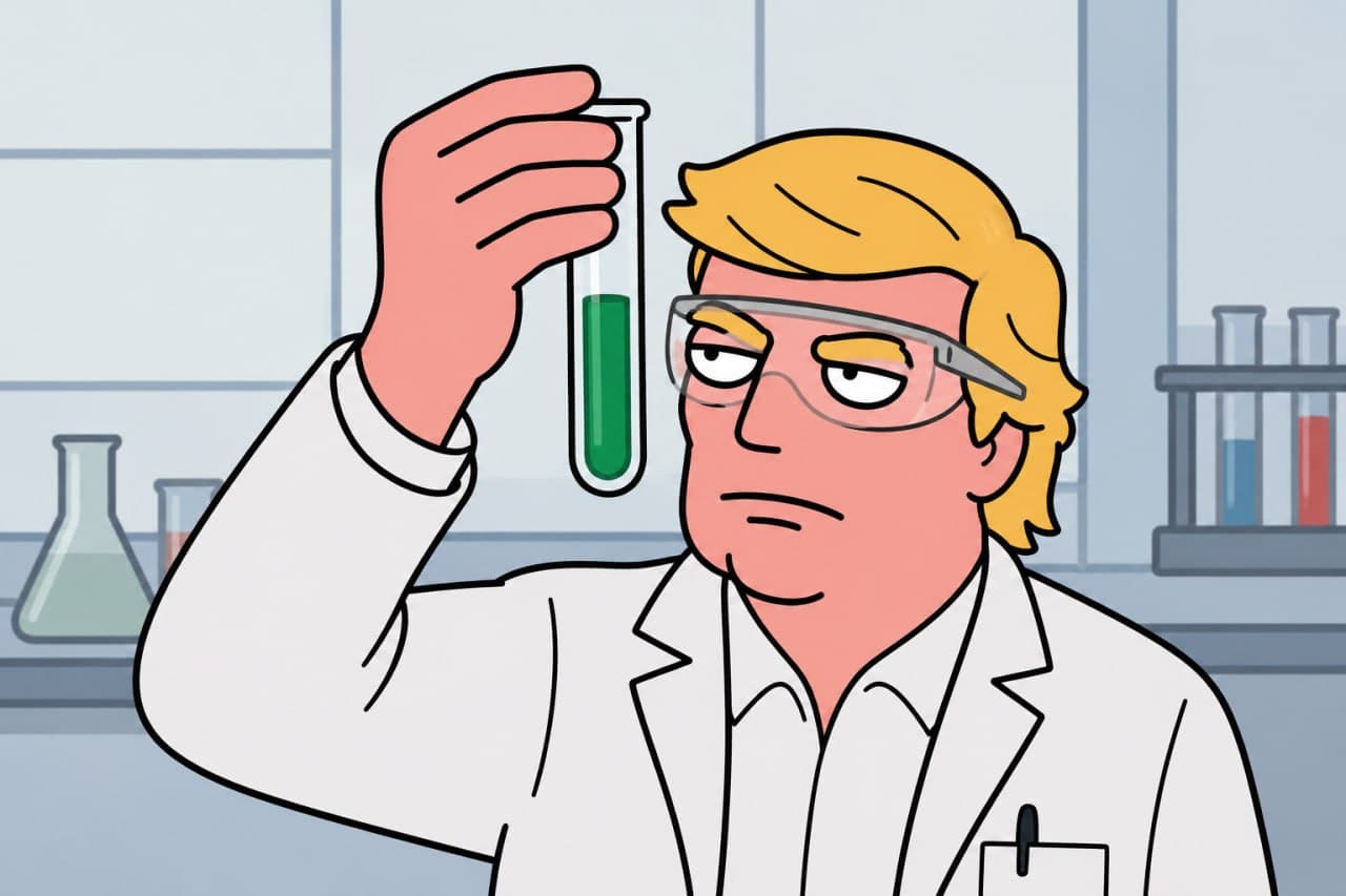 Trump scientist lab coat test tube