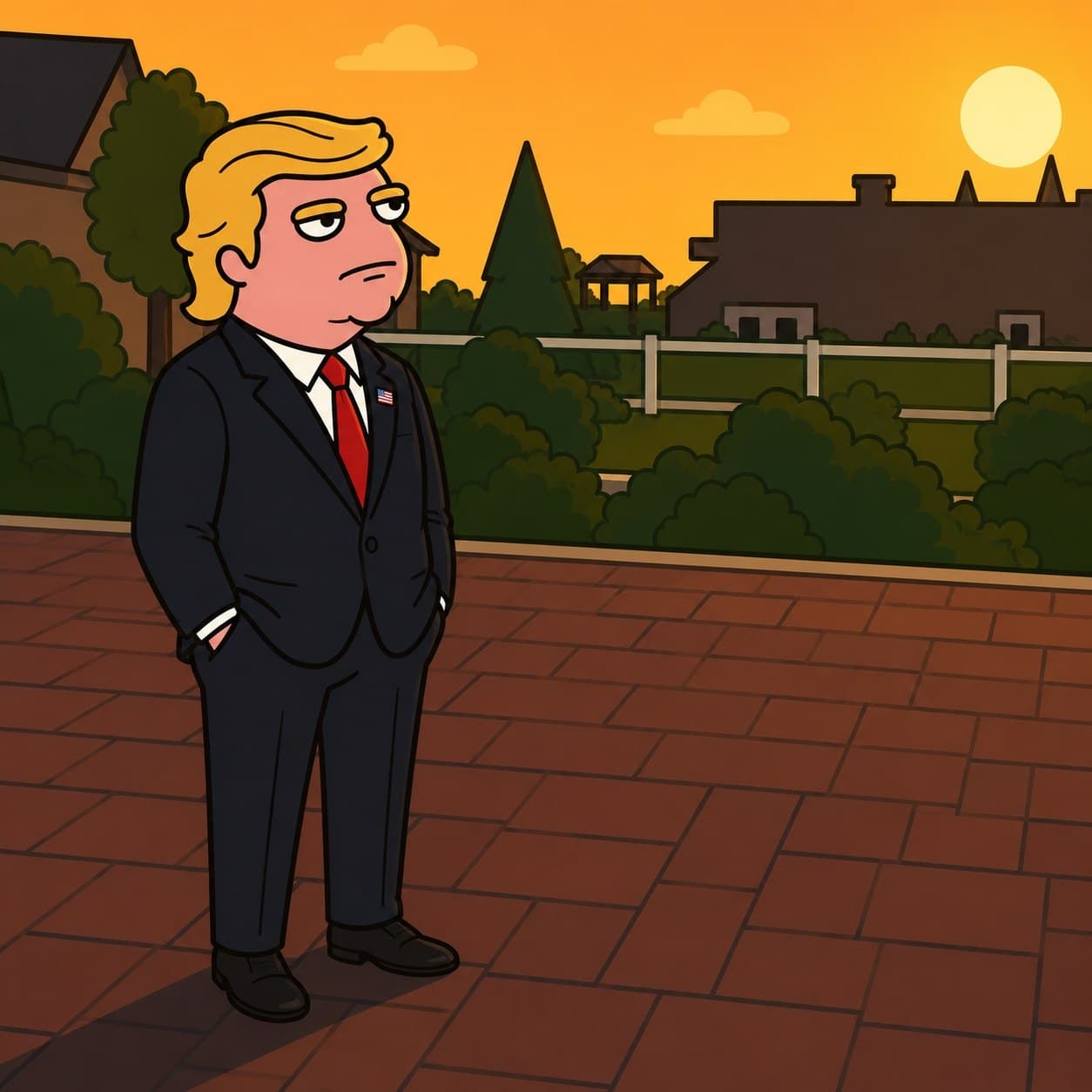 Trump sunset White House patio