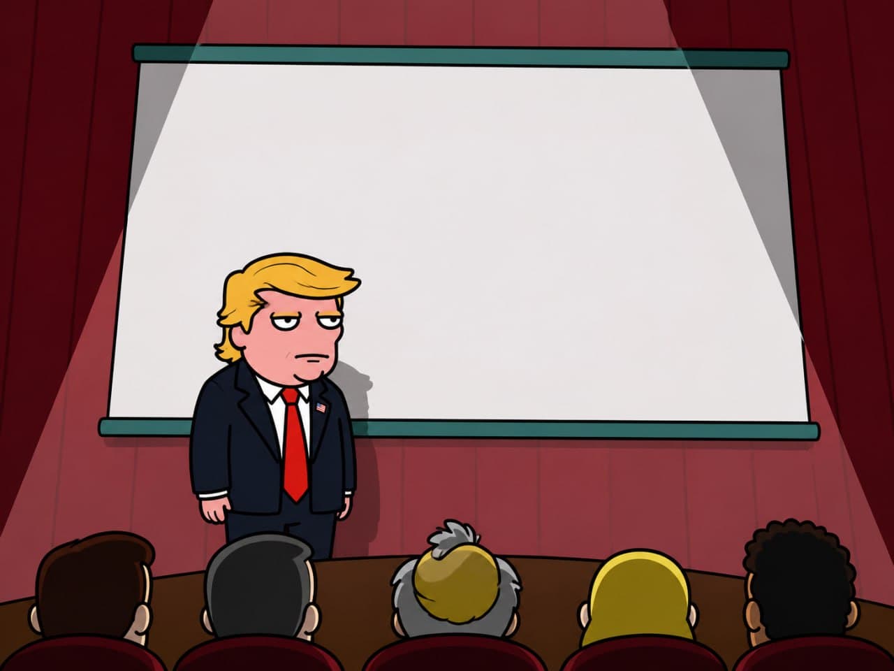 Trump presentation empty auditorium